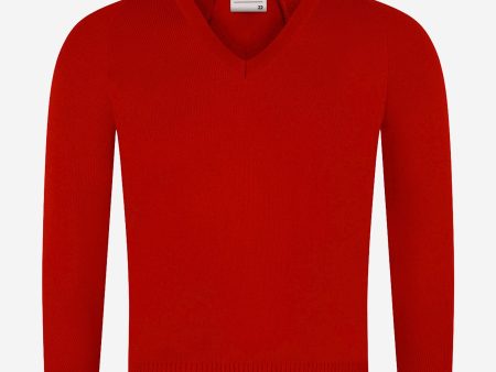 Zeco Kids School Knitted V-Neck Jumper in Red Discount