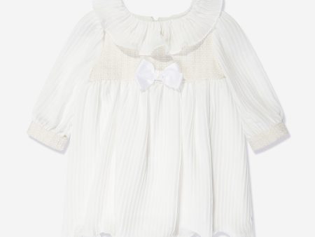 Baby Girls Scalloped Collar Dress in White Sale