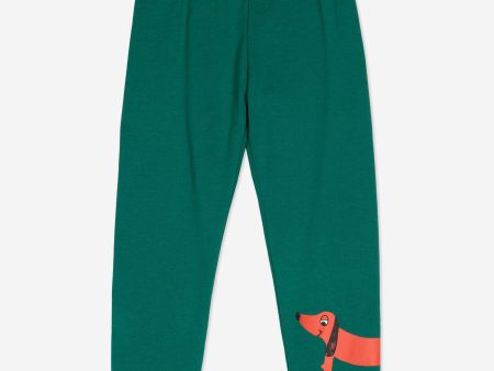 Mini Rodini Kids Dog Joggers in Green For Sale