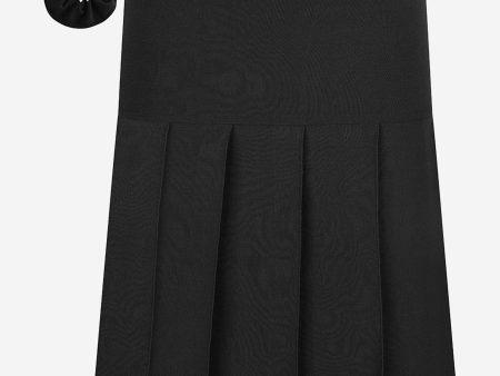 Zeco Girls School Pleated Skirt With Scrunchie (Regular Length) in Black For Discount