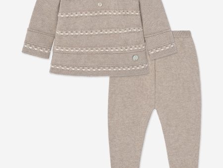 Baby Knitted 2 Piece Set in Beige on Sale