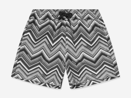 Missoni Boys Zigzag Swim Shorts in Black For Discount