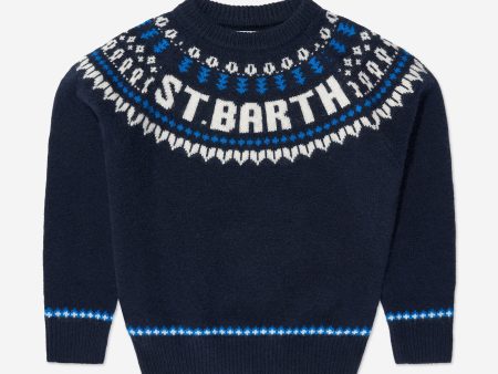 MC2 Saint Barth Boys Icelandic Jumper in Blue on Sale