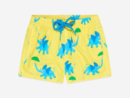 MC2 Saint Barth Boys Elephant Swim Shorts in Yellow on Sale