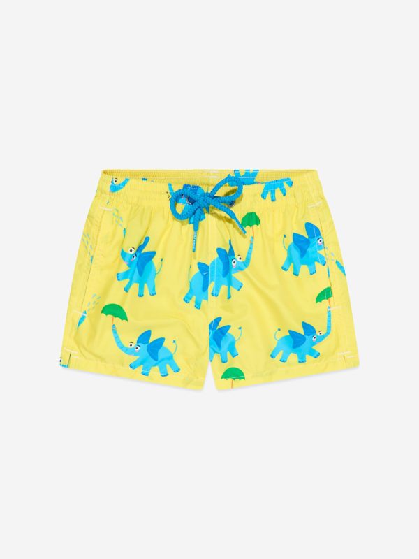 MC2 Saint Barth Boys Elephant Swim Shorts in Yellow on Sale