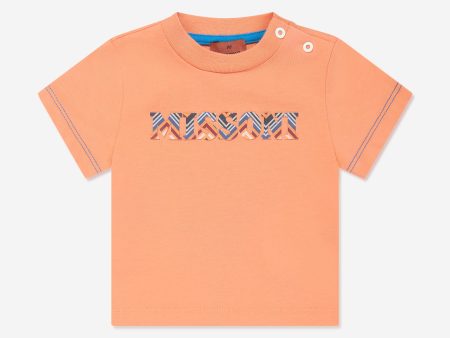 Missoni Baby Boys Zigzag Logo T-Shirt in Orange Cheap