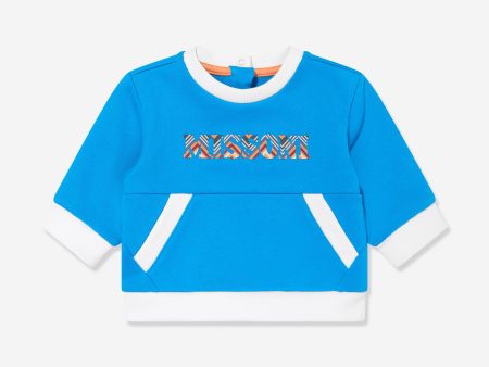 Missoni Baby Boys Logo Sweatshirt in Blue Cheap