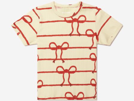 Mini Rodini Girls Rope Print T-Shirt in Yellow For Sale