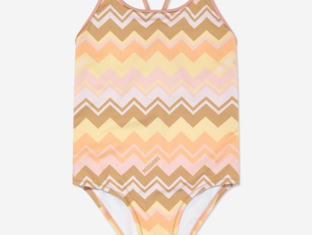 Girls Zigzag Swimsuit in Orange Fashion