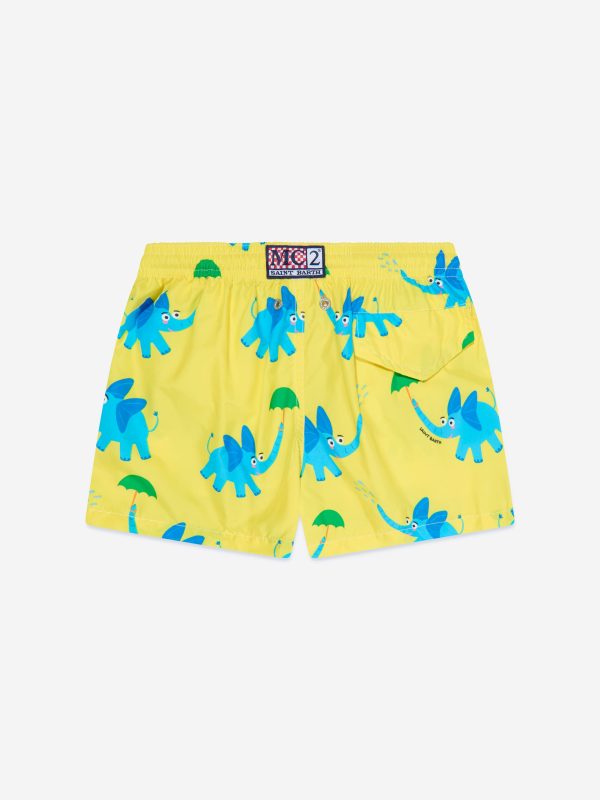 MC2 Saint Barth Boys Elephant Swim Shorts in Yellow on Sale