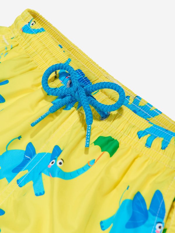 MC2 Saint Barth Boys Elephant Swim Shorts in Yellow on Sale