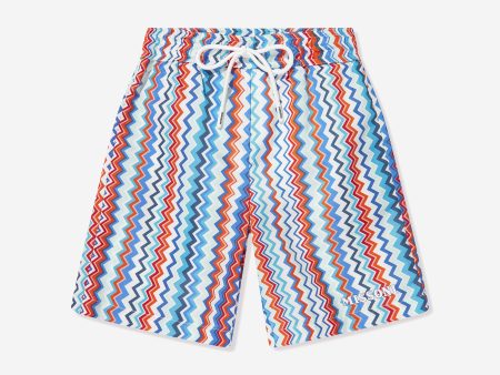 Missoni Boys Zigzag Swim Shorts in Blue Sale