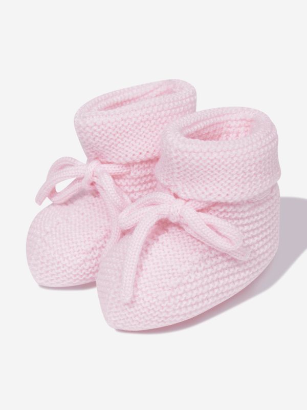 Baby Girls Wool Knit Booties in Pink Online Sale