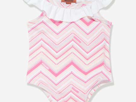 Missoni Baby Girls Zigzag Swimsuit in Pink Discount