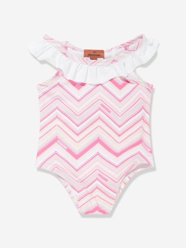 Missoni Baby Girls Zigzag Swimsuit in Pink Discount